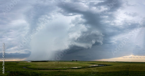 Severe Weather in Summertime on the Great Plains With Bodies of Water in the Photo