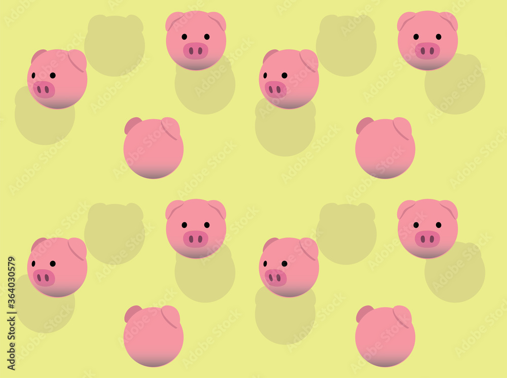 Ball Animal Character Pig Cute Cartoon Background Wallpaper-01
