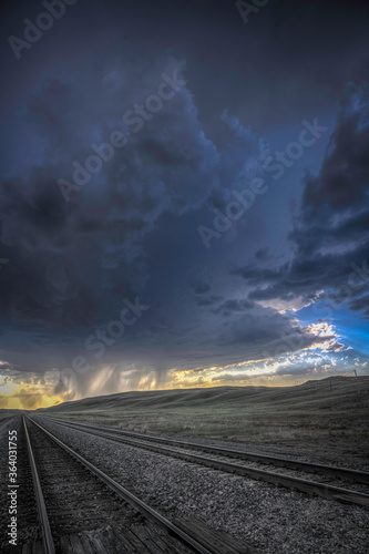 Railroad tracks and summertime storms on the GReat Plains