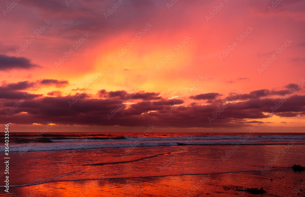Obraz premium Sunset at the Torrey Pine beach, San Diego, California