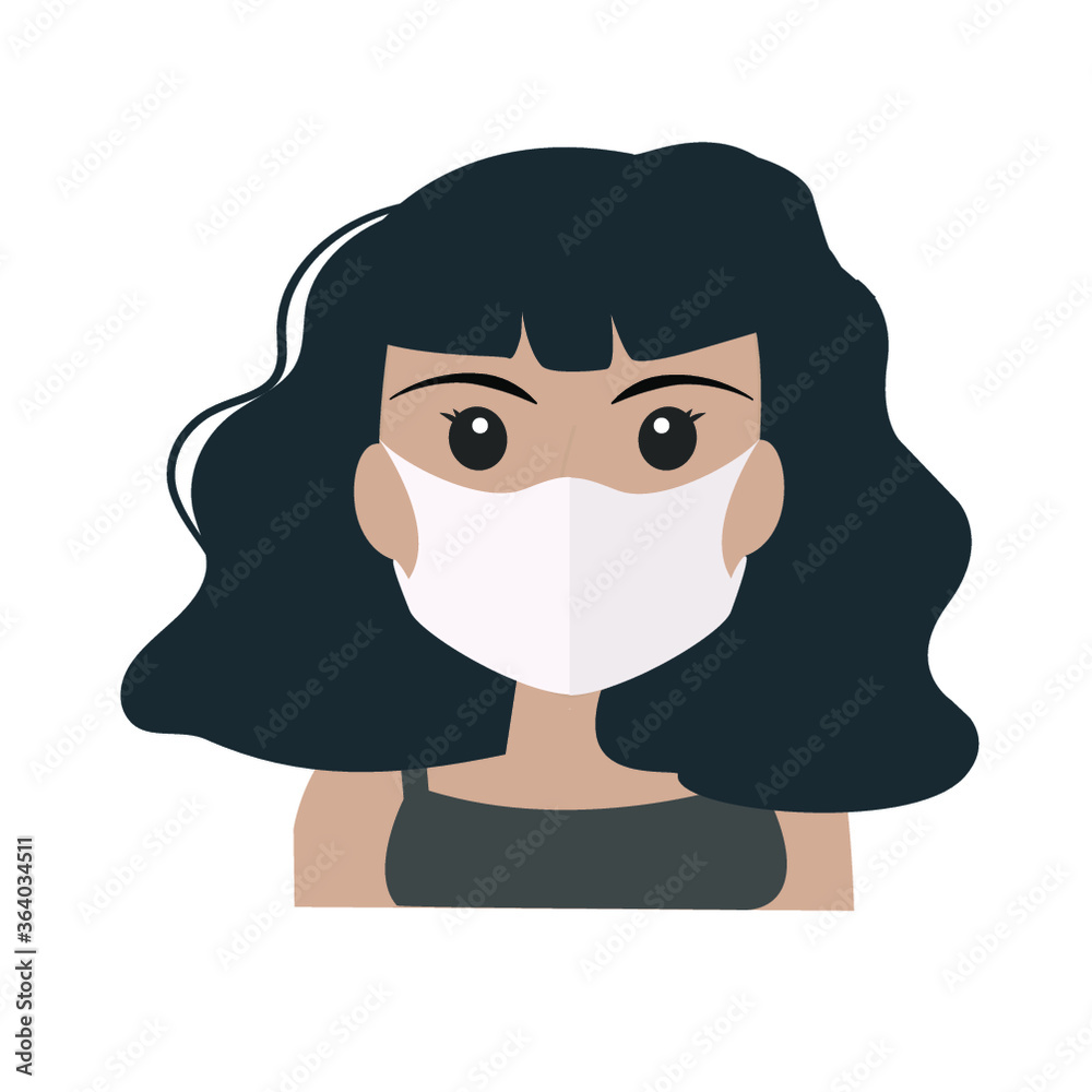 mask person, people. covid-19. girl vector. icon
