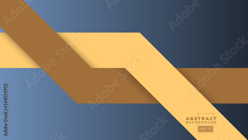 Abstract geometric colorful vector banner and background. Two colored bands that cross, in yellow and brown