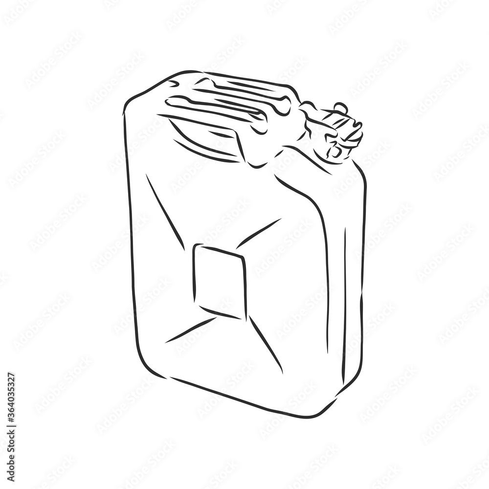 Vector Sketch Single Jerry Can, fuel canister, vector sketch ...