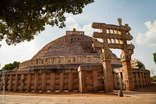 The Great Sanchi Stupa, Buddhist Architecture at sanchi, Madhya Pradesh, India