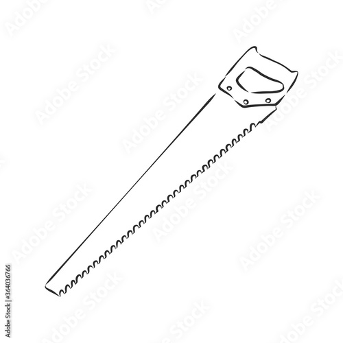 hand drawn saw. vector sawing tool. carpenter tool saw tool. sketch hand saw. hand saw vector sketch illustration