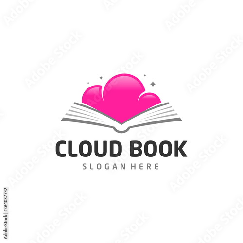 Cloud book logo design vector template for online education, library and bookstore concept logo vector, Icon symbol