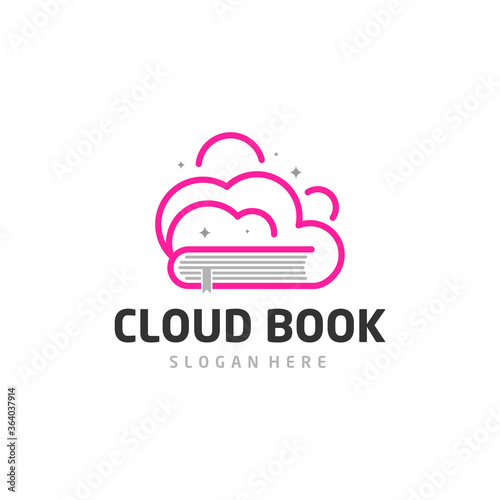 Cloud book logo design vector template for online education, library and bookstore concept logo vector, Icon symbol