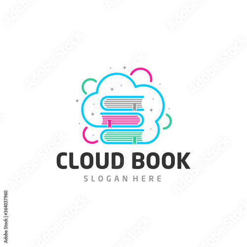 Cloud book logo design vector template for online education, library and bookstore concept logo vector, Icon symbol