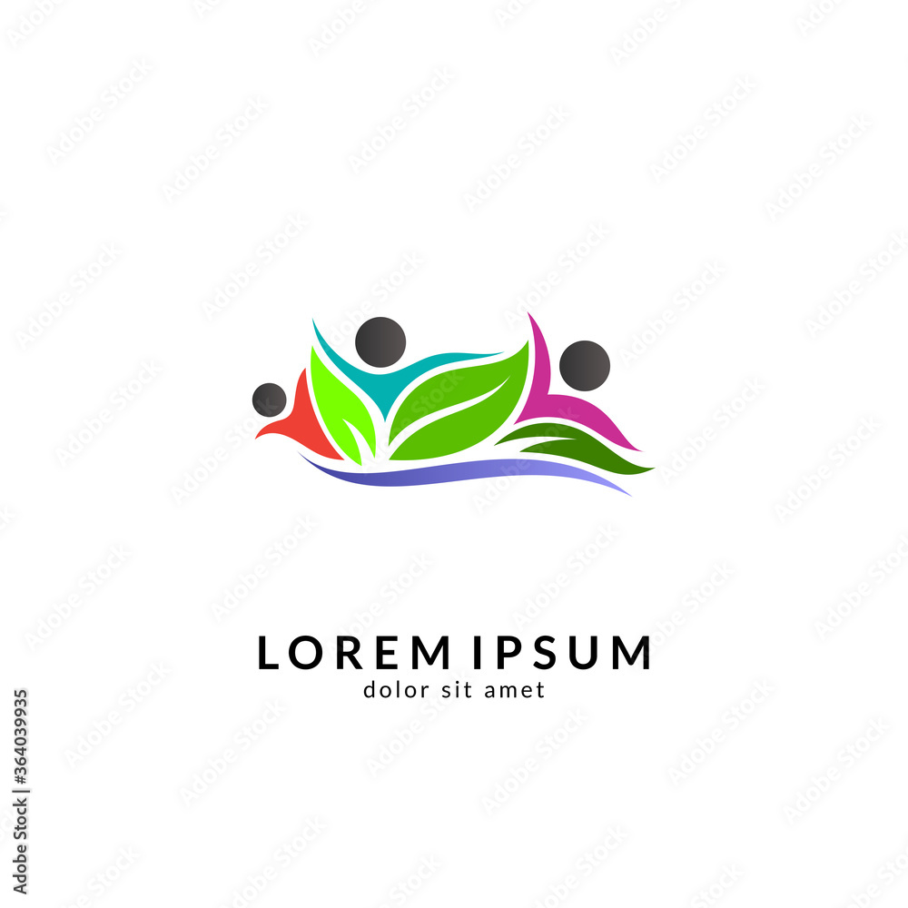 Human with leaf logo concept, medical clinic, healthy family logo, people health care and medicine vector illustration Human with leaf logo concept, medical clinic, healthy family logo, people health care and medicine vector illustration