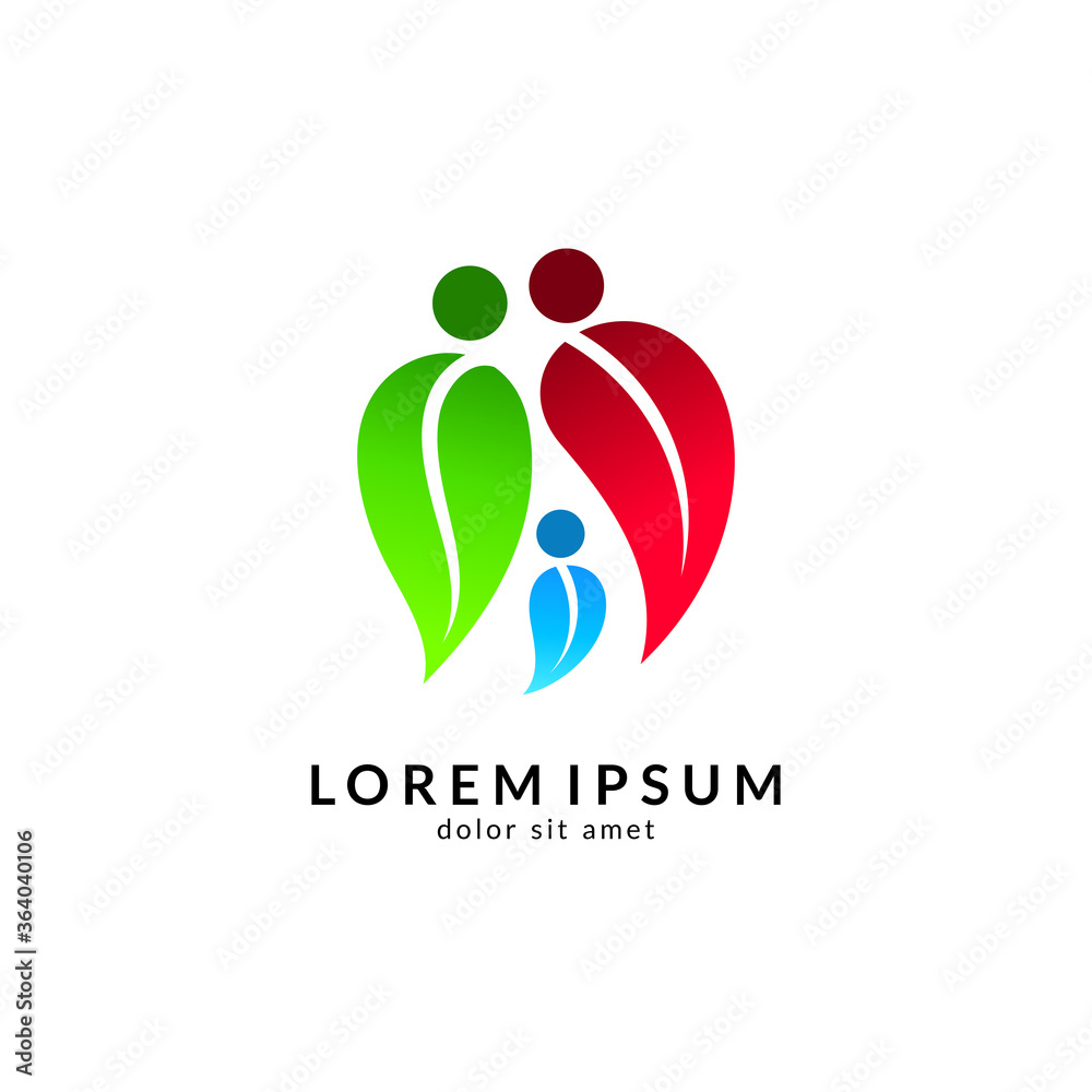 Human with leaf logo concept, medical clinic, healthy family logo, people health care and medicine vector illustration Human with leaf logo concept, medical clinic, healthy family logo, people health care and medicine vector illustration