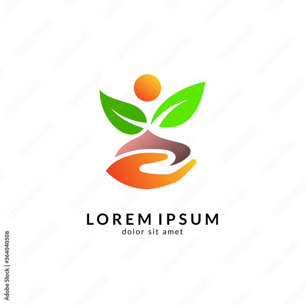 Human with leaf logo concept, medical clinic, healthy family logo, people health care and medicine vector illustration Human with leaf logo concept, medical clinic, healthy family logo, people health care and medicine vector illustration