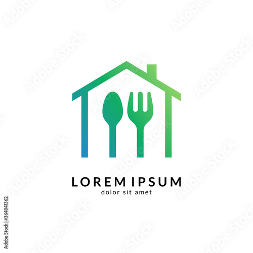 Kitchen, spoon and fork, dining restaurant, food and cafe logo vector. Culinary food symbol/icon design template