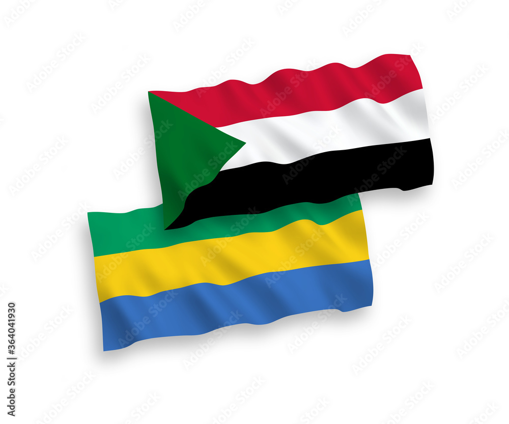 Flags of Sudan and Gabon on a white background Flags of Sudan and Gabon on a white background