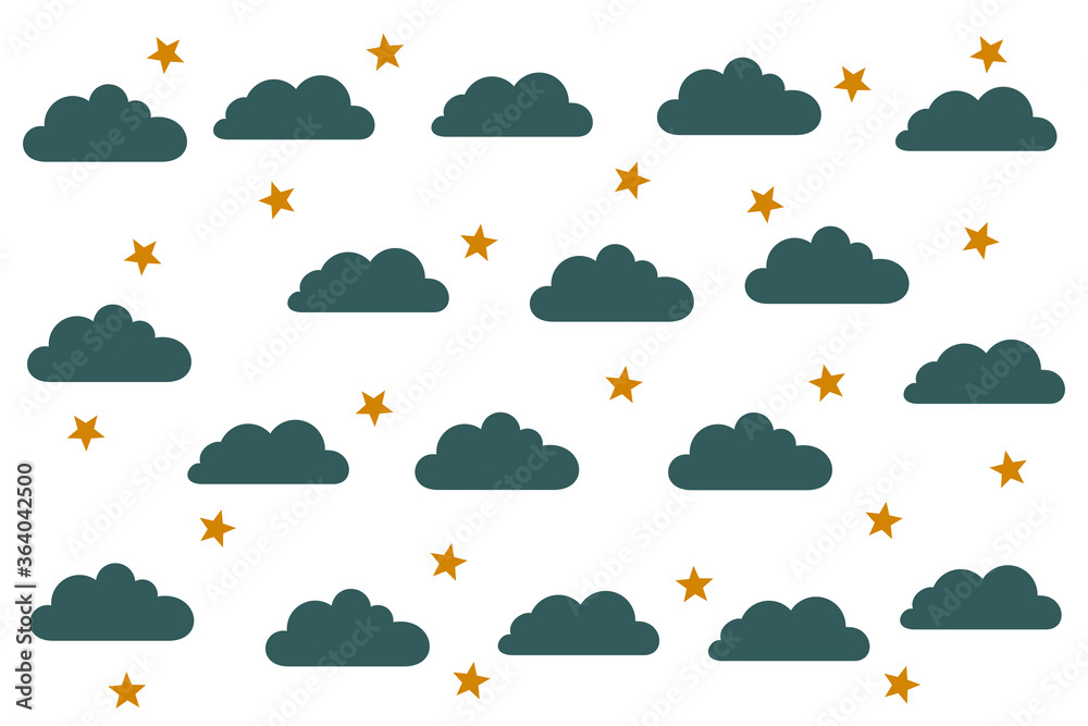 Obraz premium clouds and stars cute pattern background design