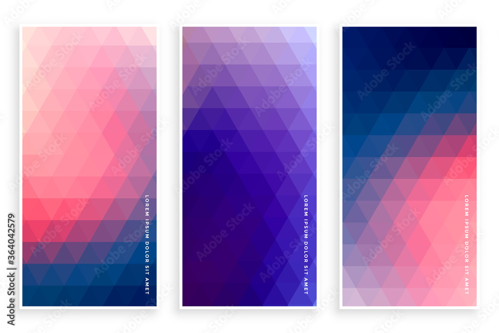 stylish triangle pattern banner set of three stylish triangle pattern banner set of three