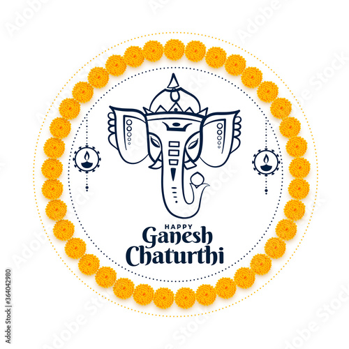 lord ganesh chaturthi indian festival wishes card design