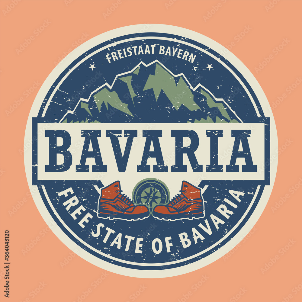 Abstract stamp or emblem with the text Bavaria