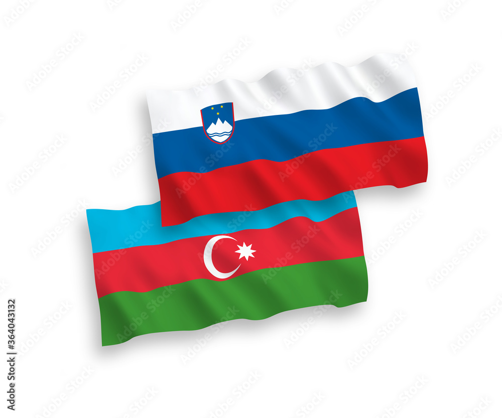 Flags of Slovenia and Azerbaijan on a white background Flags of Slovenia and Azerbaijan on a white background