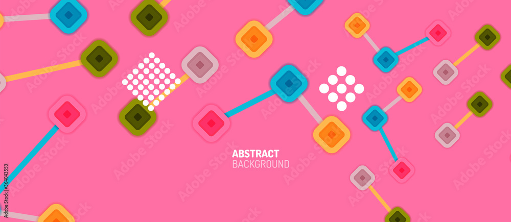 Abstract square dot connections, flat style multicolored geometric background for Wallpaper, Banner, Background, Card, Book Illustration, landing page or poster design Abstract square dot connections, flat style multicolored geometric background for Wallpaper, Banner, Background, Card, Book Illustration, landing page or poster design
