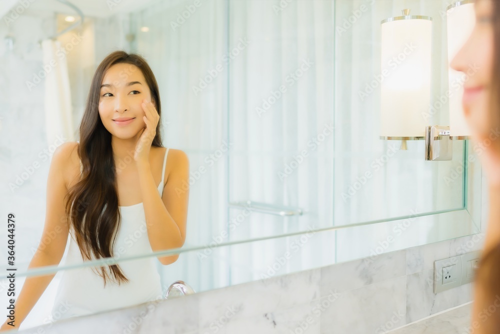 Portrait beautiful young asian woman check up and make up her face Portrait beautiful young asian woman check up and make up her face