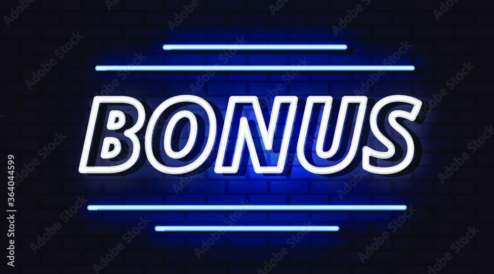 Bonus neon text, neon sign, neon style Bonus neon text, neon sign, neon style