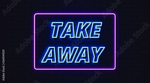 take away neon sign, neon symbol