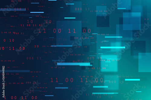 2d illustration abstract digital binary data on computer screen