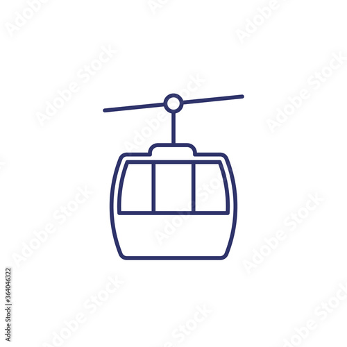 funicular, cable car line icon on white