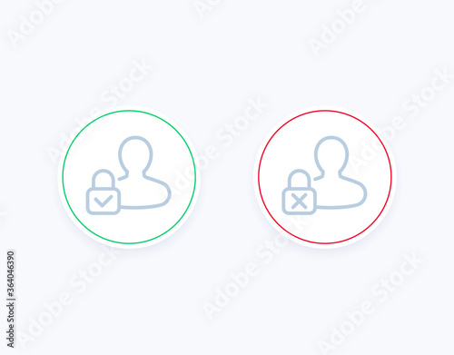 Parental control on, off icons, line vector