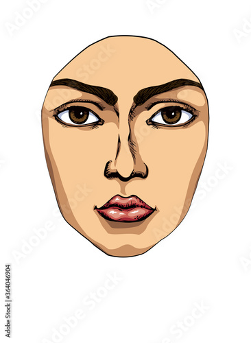 Woman face. Vector drawing icon