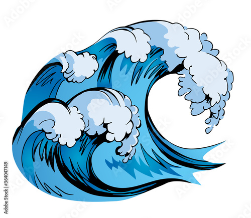 A big wave. Vector tsunami drawing
