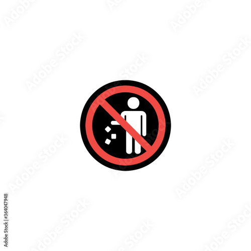 No Littering vector icon. Isolated Do Not Litter Sign illustration symbol