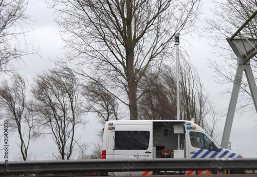 3d photo equipment on a pole at Motorway A20 at Nieuwerkerk aan den IJssel. photo