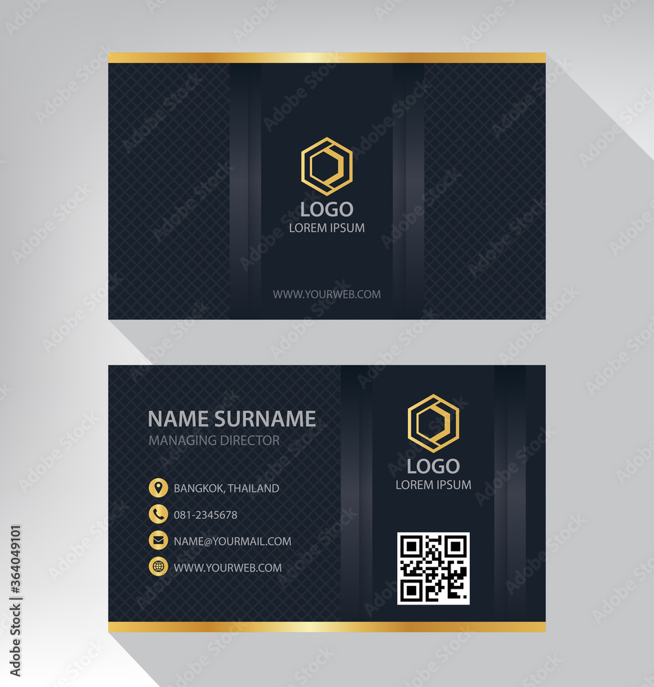 Business card in modern luxury style black and gold color Business card in modern luxury style black and gold color