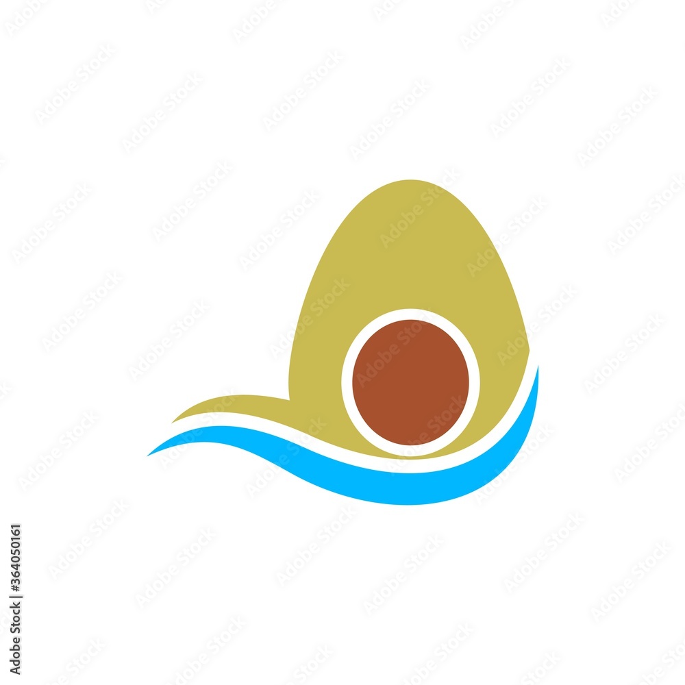 Avocado fruit logo template. Avocado half with Water vector design. Health food logotype Avocado fruit logo template. Avocado half with Water vector design. Health food logotype