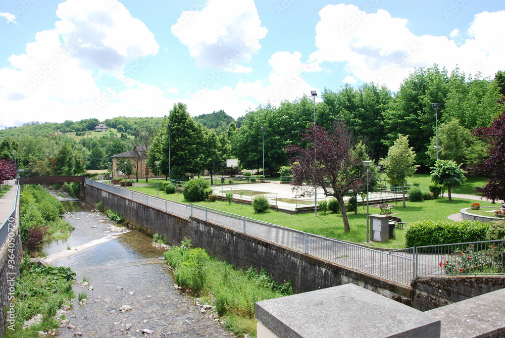 Il giardino pubblico di Bedonia in provincia di Parma, Emilia Romagna, Italia.
