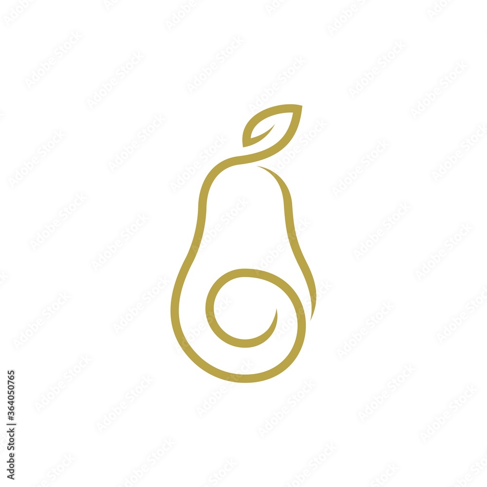 Avocado fruit logo template. Avocado half with leaf vector design. Health food logotype Avocado fruit logo template. Avocado half with leaf vector design. Health food logotype