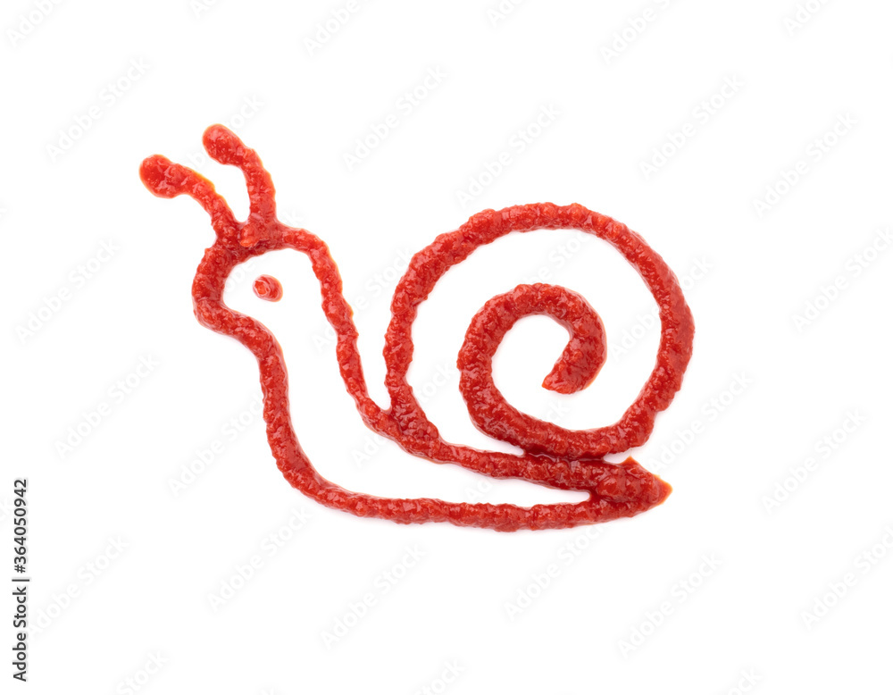 Fototapeta premium the snail is made of ketchup isolated on a white background