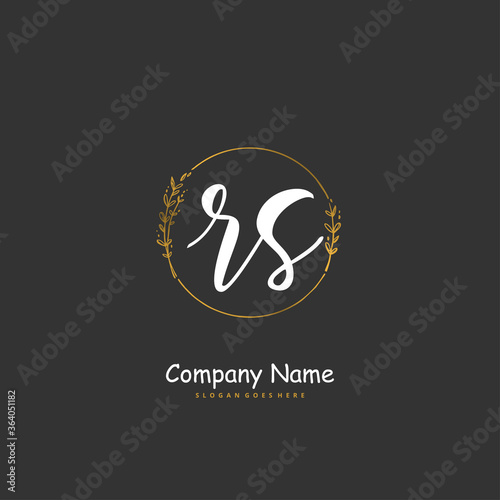 R S RS Initial handwriting and signature logo design with circle. Beautiful design handwritten logo for fashion, team, wedding, luxury logo.