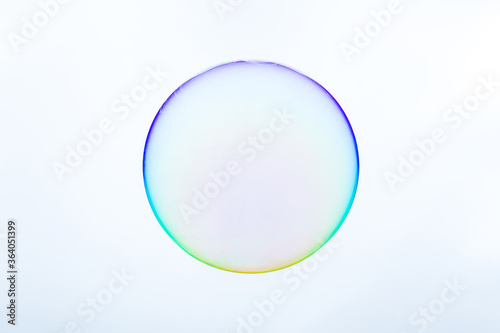 Transparent soap bubble isolated on white background