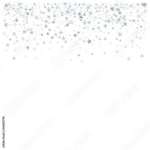 silver stars background, sparkling christmas lights confetti isolated on white. magic shining Flying stars glitter backdrop, sparkle vector border.