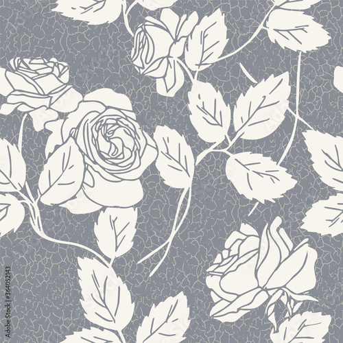 Roses Seamless Pattern. Hand Drawn Floral Background. © Marina Grau