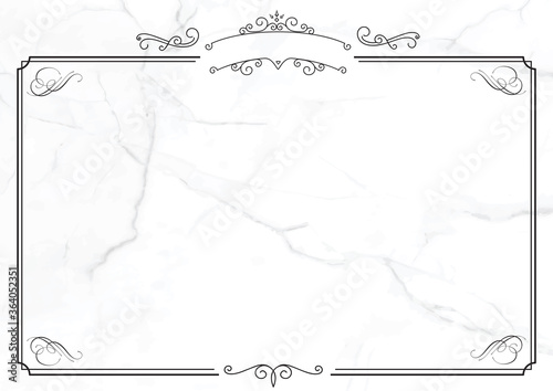 Horizontal vector classic white marble paper background with retro ornamental border