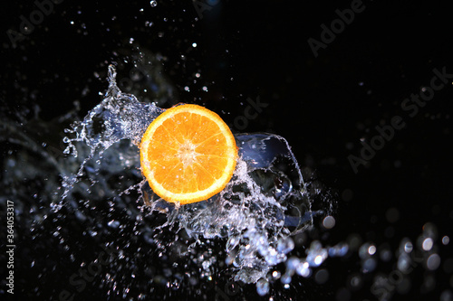 Fresh and fruity orange water splash