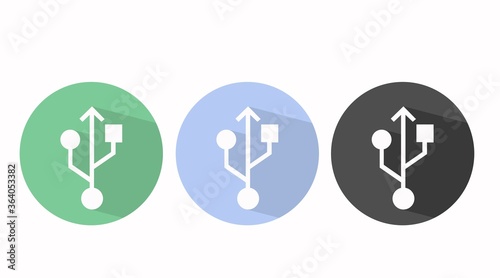 Vector Isolated Different Color Set of Flat USB device icon or illustration