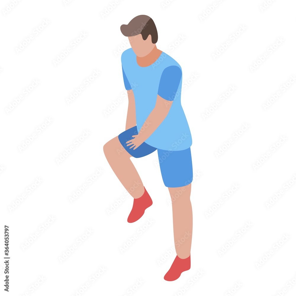 Sport knee injury icon. Isometric of sport knee injury vector icon for web design isolated on white background Sport knee injury icon. Isometric of sport knee injury vector icon for web design isolated on white background