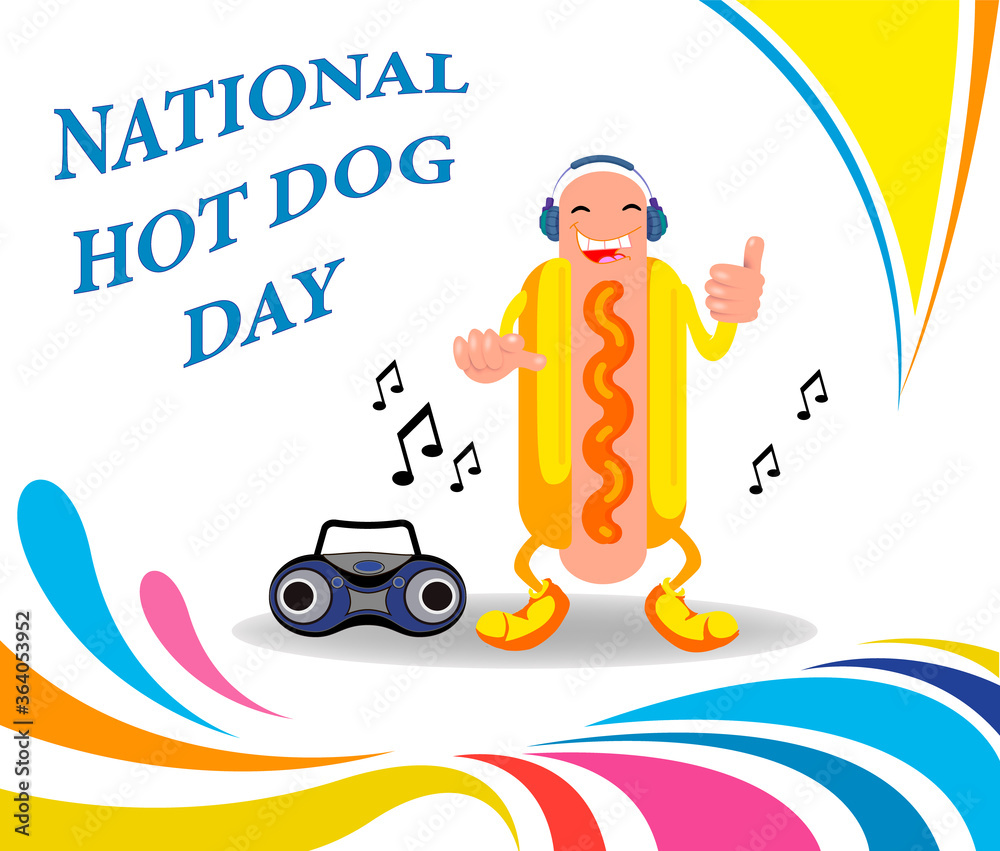 National Hot Dog Day fast food. Vector illustration, modern concept for your design.