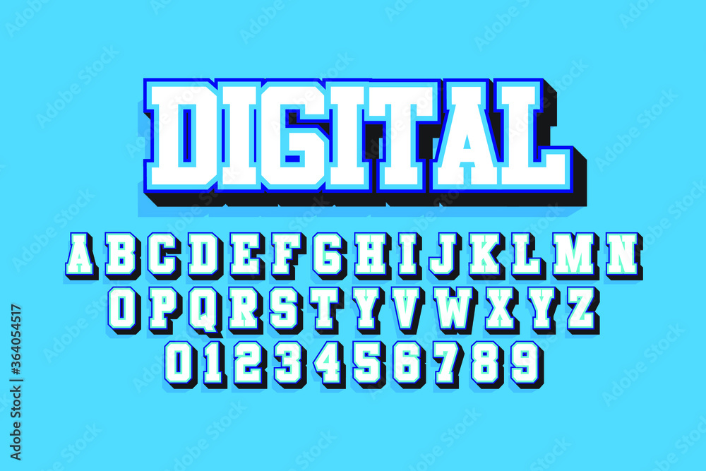 Modern 3D font and alphabet for poster, sticker vector Modern 3D font and alphabet for poster, sticker vector