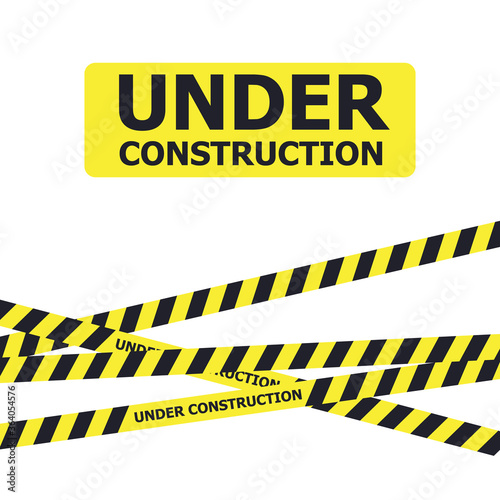 Under construction website page. Under construction warning banner