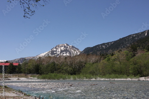 Azusa-river and Japan North Alps in spring photo